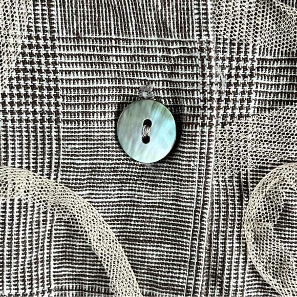 BRYN WALKER Grey Size S Lagenlook Linen Mesh Swirl Design Button Tunic Jacket - Picture 9 of 10